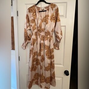 Floral Long Sleeve Midi Dress